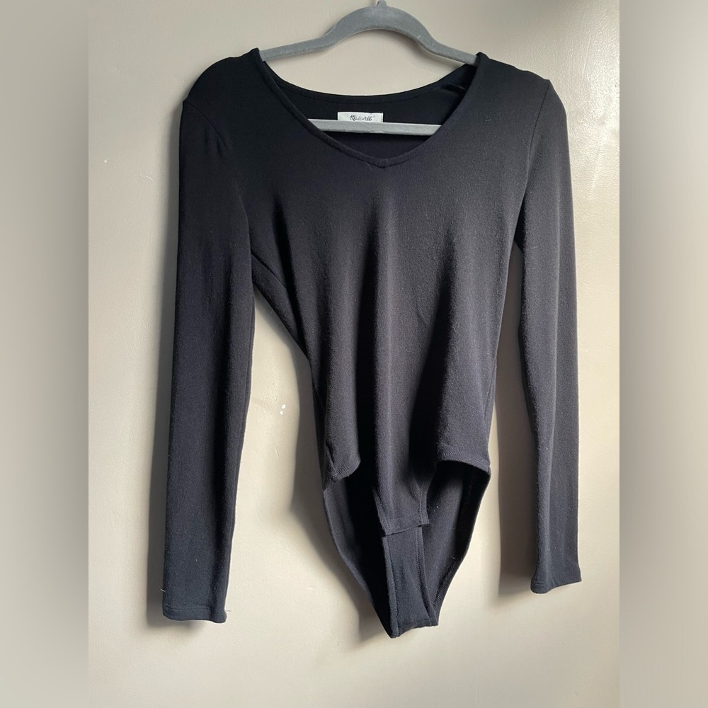 Madewell stretchy soft basic black Long Sleeve Bodysuit size S